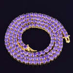Aokaishen Lilla Tennis Kett Kaelakee Hip Hop Rock T&auml;nav Ehted AAAAA Kuupmeetriline Tsirkooniumoksiid 24K Ehtne Kuld V&auml;rvi Pinnatud 5mm width&18inch