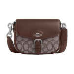 COACH Amelia 17 Signature Vankri Logoga Nahast ja Signature Jacquard Kangast &Otilde;la-Crossbody Kott V&auml;ike Unisex Paaristiil Tamm ja Vaher Pruun pruun