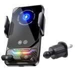 15W Universaalne Autotelefoni Juhtmevaba Laadija Hoidik Automaatse Tundlikkusega RGB Valgusti Kinnitus Samsung S26 Iphone 17 16 15 14 13 12 11 Pro Maxile black