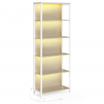 LED-riiul - Looduslik beež - 6 riiulit - Reguleeritavad tuled - Terasraam - 12 x 23 x 70