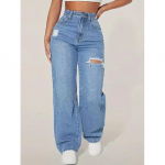 Mom Jeans Naiste Denim P&uuml;ksid Lai Jalg Pikk P&uuml;ksid Auk K&otilde;rge V&ouml;&ouml;koht Sirge P&uuml;ksid Y2k T&auml;navamood T&ouml;&ouml; &Uuml;hendatud Vabaaja Punk S sinine