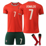 Laste Jalgpallis&auml;rk Portugal Ronaldo Nr.7 Punane Hingav Kiirkuivav Treeningu Mat&scaron;is&auml;rk 110-120 CM punane