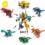 TOYLINX Dinosaurus ehitusklotsid 691 tk Klotsm&auml;nguasi 6 &uuml;hes Hariduslik DIY m&auml;nguasi Robot lastele Poistele S&uuml;nnip&auml;evaks J&otilde;ulukingiks