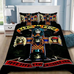 3D prinditud Guns N Roses GNR b&auml;ndi retro voodipesukomplekt poistele t&uuml;drukutele &uuml;heinimese kaheinimese kuninganna kuningas suurusega tekikott padjap&uuml;&uuml;r voodi poisid t&auml;iskasvanud 135x200cm red