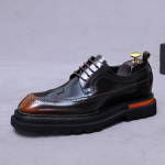 Meeste Brogue Platvorm-Oxford Kingad Ehtne Nahk Paks Tald Formaalne Kleitkingad Meestele &Auml;rikasulik Paeladega Luksuslikud Oxfordid 43 black