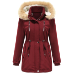 Naiste soe talvine parkmantel kunstkarusnahast kapuutsiga fliisvoodriga paks sherpa puffer jope veekindel tuulekindel v&auml;lisriided S-3XL 5 v&auml;rvi 2XL black