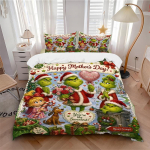 3 tk emadep&auml;eva Grinch'i pidustuste voodipesukomplekt Tekikott Padjap&uuml;&uuml;r Kodu J&otilde;ulud Xmas Halloweeni kingitus 1 tekikott 2 padjap&uuml;&uuml;ri S921613 230cmx220cm