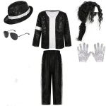 Michael Jacksoni Cosplay Kost&uuml;&uuml;m Halloweeni Cosplay S&uuml;nnip&auml;evapeo Tantsuetenduse Kost&uuml;&uuml;m Popstaari Poiste T&uuml;drukute R&otilde;ivad XXL black