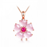 LSOOYH Flower Pink Love Crystal kaelakee Lill naistele T&uuml;drukute ehete idee kingitused roosa