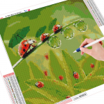 T&auml;isruudukujuline &uuml;mmargune puur Teemantv&auml;rvimine lepatriinu ja vesi DIY tikandid Ristpistes Kodukaunistus Full Square 20*20 cm