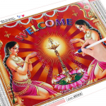 Huacani 5D isetegemise mosaiik Mask ilumuster T&auml;is&uuml;mmargune Teemantmaal Ristpistes T&auml;isruudukujuline Teemantkunst India t&uuml;druk 5D DIY Full Round 20*30 cm