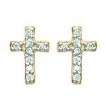 Les Tr&eacute;sors De Lily [K7700] - valge kullaga  Cross  kullatud k&otilde;rvar&otilde;ngad - 8x5 mm kuld