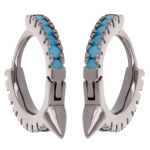 Les Tr&eacute;sors De Lily [Q2903] - Cr&eacute;oles Argent 'Navajos' turquoise gris (rhodi&eacute;) - 11 mm 1. 5 mm t&uuml;rkiissinine