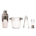 Les Tr&eacute;sors De Lily [Q0496] - Coffret cocktail acier 'Design' chrome (4 pi&egrave;ces) h&otilde;be