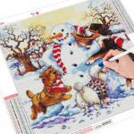 5D teemanttikandid lumememm T&auml;ispuurimiskomplekt Teemantmaali Koer Mosaiik Talvine Multifilm J&otilde;ulukingitus N&auml;put&ouml;&ouml; Full Round （30x30CM）