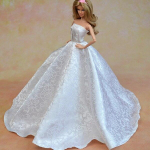 White Off Shoulder Wedding Dress Doll Clothes for Barbie Doll Outfits Evening Party Dresses for 1/6 BJD Doll Toy Kid valge