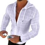 Uus meeste s&auml;rk vabaaja pikkade varrukatega lukuga s&auml;rk Slim Fashion kapuutsiga T-s&auml;rk Sotsiaalne meeste topp L valge