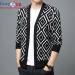 Cozy Up Cardigan meeste kampsun klassikaline india p&auml;hkli lilled kampsunid mantel silmkoelised &uuml;ler&otilde;ivad M valge