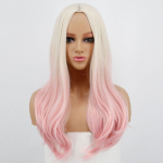 LISI HAIR Halloweeni s&uuml;nteetilised pikad lainelised 613 roosad Cosplay parukad naistele, v&auml;rvilised kiudparukas juustele k&otilde;rge temperatuuriga 22inches