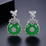 WWJ looduslikud rohelised tsirkooniumoksiidi ehted, h&otilde;bedased k&otilde;rvar&otilde;ngad smaragdroheline