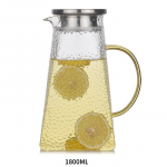 Haamriga jaheda veepudel, k&otilde;rge temperatuuriga veepudeli komplekt, k&otilde;rge boorsilikaatklaasist poti mahla l&auml;bipaistev pott 1800ml gold handle