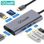 QGeeM 7in1 USB C jaotur Huawei P20 Mate 20 Pro Type C USB jaotur USB-C kuni 3.0 jaotur HDMI kaardilugeja Thunderbolt3 adapter MacBook Pro jaoks 7 IN 1 HUB must