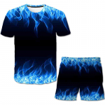 Suvine 3D The Flame Mood Poistele T&uuml;drukutele L&uuml;hikesed p&uuml;ksid Riided Laste T-s&auml;rk Riietus 4&ndash;14-aastastele lastele R&otilde;ivaste &uuml;likond 100