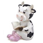 Les Tr&eacute;sors De Lily [A2482] - vaigust kujuke  Sacred Cow  must valge roosa - 5/6 cm (raamat) must