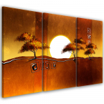 Kolmeosalise pildiga l&otilde;uendiprint Aafrika maastikupuud 60x40 pruun