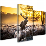 Kolmeosalise pildiga l&otilde;uendiprint Deer Forest Sunset 60x40 kollane
