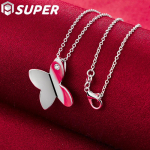 925 h&otilde;bedast AAA tsirkoonist liblikas ripatsiga kaelakee ehted 45cm