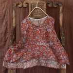 Johnature naiste vintage, O-kaelusega varrukateta, lilledega mustriga topid Kevadised naiste hiina stiilis naiste ramie p&uuml;ksid One Size kohv