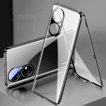 360 magnetiline metallist kaitse&uuml;mbris Huawei P60 50 40 Pro Honor 80 70 Mate 60 50 40 Pro t&auml;isobjektiivikaitsega karastatud klaasist telefoni kate For Huawei P60 must