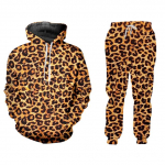 M&uuml;&uuml;a vabaaja 2-osaline &uuml;likond, uus 3D-printimine loomadele, Leopard Print Harajuku kapuuts ja s&ouml;rkimisp&uuml;ksid XS