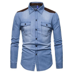 Moodsad meeste teksariidest teksas&auml;rgid Kauboi stiilis s&auml;rk Meeste pikkade varrukatega puuvillased Slim Fit soliidsed s&auml;rgid XXXL