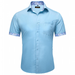 Casual Style meeste l&uuml;hikeste varrukatega s&auml;rk Tugev l&uuml;hikeste varrukatega s&auml;rk Slim Fit Business Camisa Masculina Hawaii s&auml;rgid S beebi sinine v&auml;rv