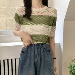 Retrotriibuline kootud l&uuml;hikeste varrukatega pluus M&uuml;ts Varrukad &Uuml;markaelus Naiste kampsun Naiste moer&otilde;ivad onesize