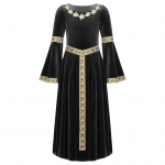 T&uuml;drukute keskaegne renessansi kost&uuml;&uuml;m, sametine vintage printsess Maxi kleit balli kleit, cosplay kleit 9-10 Years must