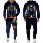 V&auml;rviline Wolf 3D Prinditud spordidress, lahe hip-hop t&auml;navar&otilde;ivad, lukuga kapuuts, &uuml;likond, meeste naiste vabaaja kapuutsiga dressipluus, s&ouml;rkimiskomplekt S