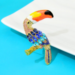 Blucome Rhinestone Toucan suured papagoi prossid naistele Animal Pin V&auml;rvilised mood Ehted Mantel kampsun Aksessuaarid