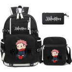 3tk/komplekt Anime Jujutsu Kaisen Uzumaki seljakott teismelisele poisile t&uuml;drukule tagasi koolikott &Otilde;pilase koolikott vaba aja reisikott black