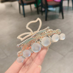 8 cm sulamist kivist liblika klamber Elegantne kassisilmaga kalliskivi kaunistus &otilde;&otilde;nes naiste metallist juukseklamber juuksek&uuml;&uuml;ned