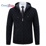 Cozy Up Meeste lukuga kapuutsiga fliisist kardigan kampsun talvine soe sherpa voodriga jakk-mantel taskutega kapuutsid M must