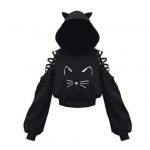 S&uuml;gisene naiste avaras vormis halloweeni spordiga kapuuts, &otilde;&otilde;nsad pitsid, k&uuml;lmade &otilde;lgadega, pikkade varrukatega kassi k&otilde;rvakaunistusega kapuutsiga k&auml;rbitud kampsun XL tumepunast v&auml;rvi