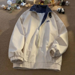 &Uuml;hev&auml;rviline jope naiste s&uuml;gist&otilde;mblukuga mugav pikkade varrukatega jakk vabaaja spordi mitmek&uuml;lgne top S valge