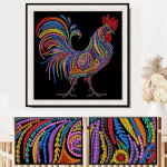 5D isetehtud teemantmaal, suur kukk teemanttikandid, t&auml;ispikk anime ristpistes komplektid kodukaunistusega k&auml;sitsi valmistatud kingitus Round 30x30cm