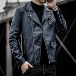 S&uuml;gis- ja talvine noorte mootorratta PU-nahkjakk Korea versioon Slim Fit polomantel, vabaaja meeste nahkmantel M