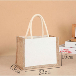 Keskkonnas&otilde;bralikud korduvkasutatavad džuudist kott-kangaskotid Veekindlad naturaalsest linasest kotid pehmete puuvillaste k&auml;epidemete ja lamineeritud sisemusega Small