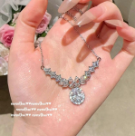 Preili merineitsi suur teemant kalliskivi naeratusega kaelakee pruudikimp, kaetud 18K kuldse nisu lillega veetilga tsirkoon kaelakee