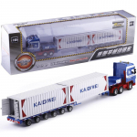 1/50 Diecast linnakonteinerite transport automudel sulam metallist ehitus Transport Veoauto S&otilde;iduk Poolhaagis Automudel Laste m&auml;nguasi 1/50-37x4.5x4cm sinine